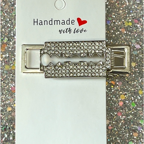 New Razor Blade Rhinestone Hair Clip - Picture 1 of 10